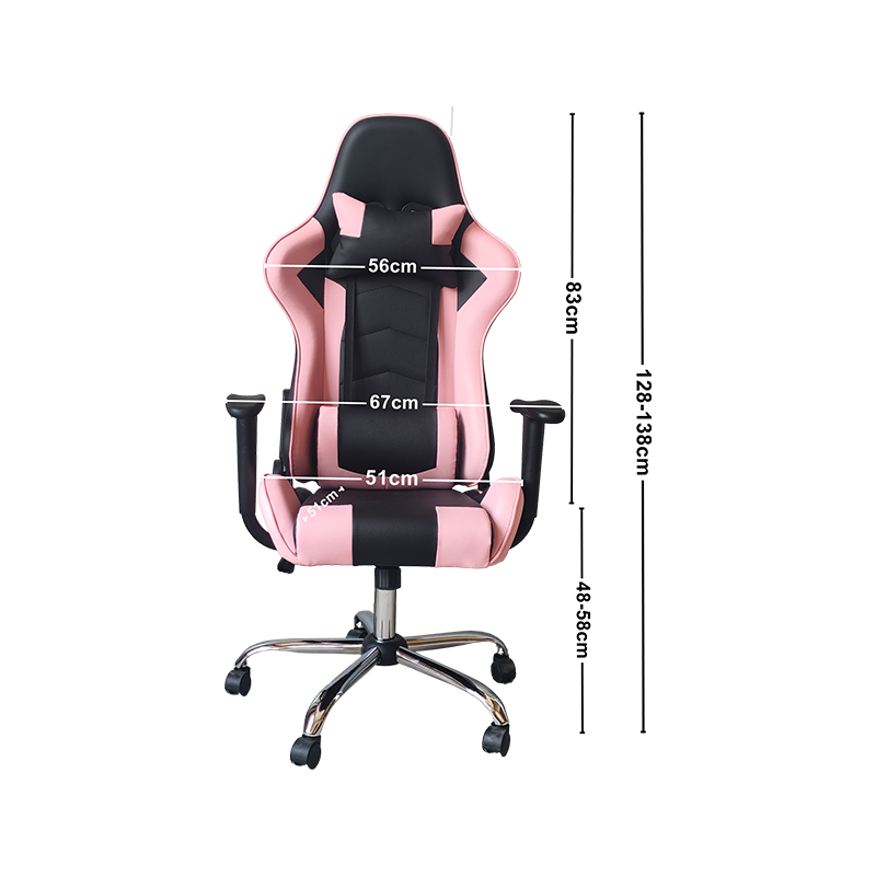 Schwarzes und rosafarbenes Nahtdesign. Hochwertiger regulärer Gaming-Stuhl aus Material